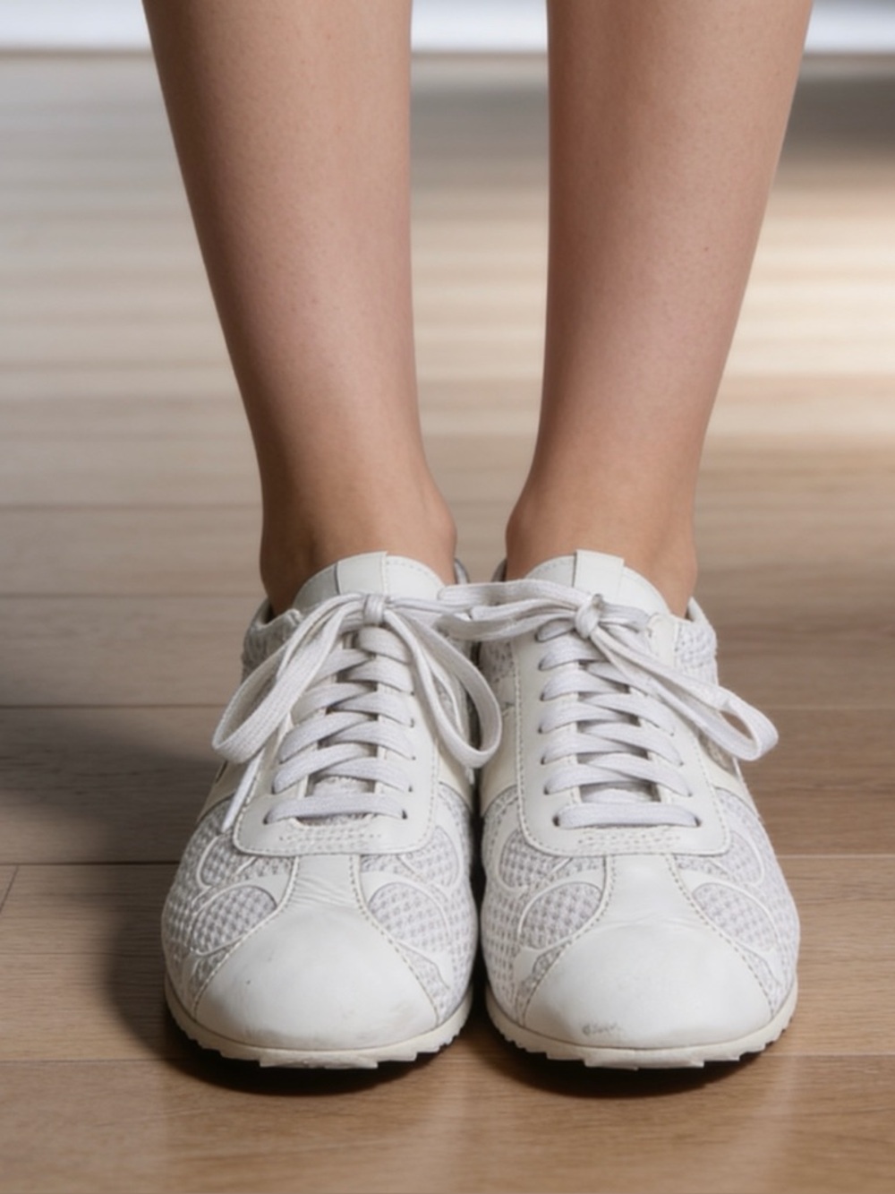 White Women's Lace-Up Casual Sneakers